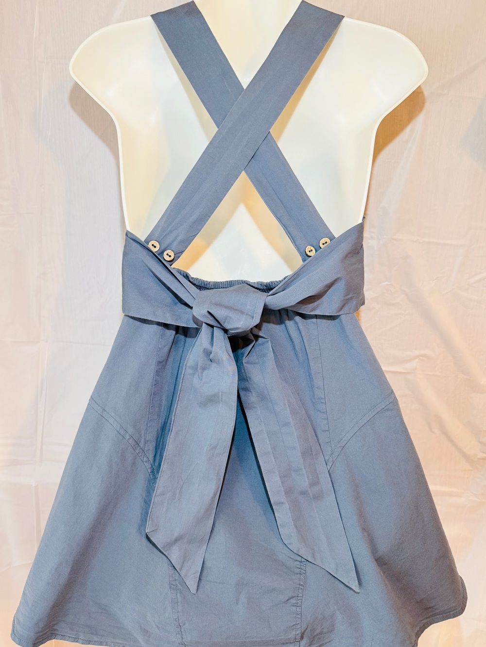 Free People Summer Boho Mini dress Open Back Crisscross adjustable Slate Blue S - Picture 7 of 15